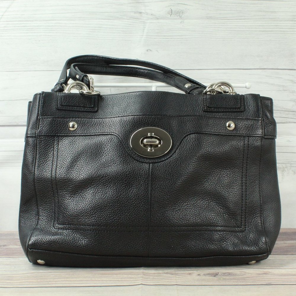 COACH Black Pebbled Leather Tote Shoulder Handbag